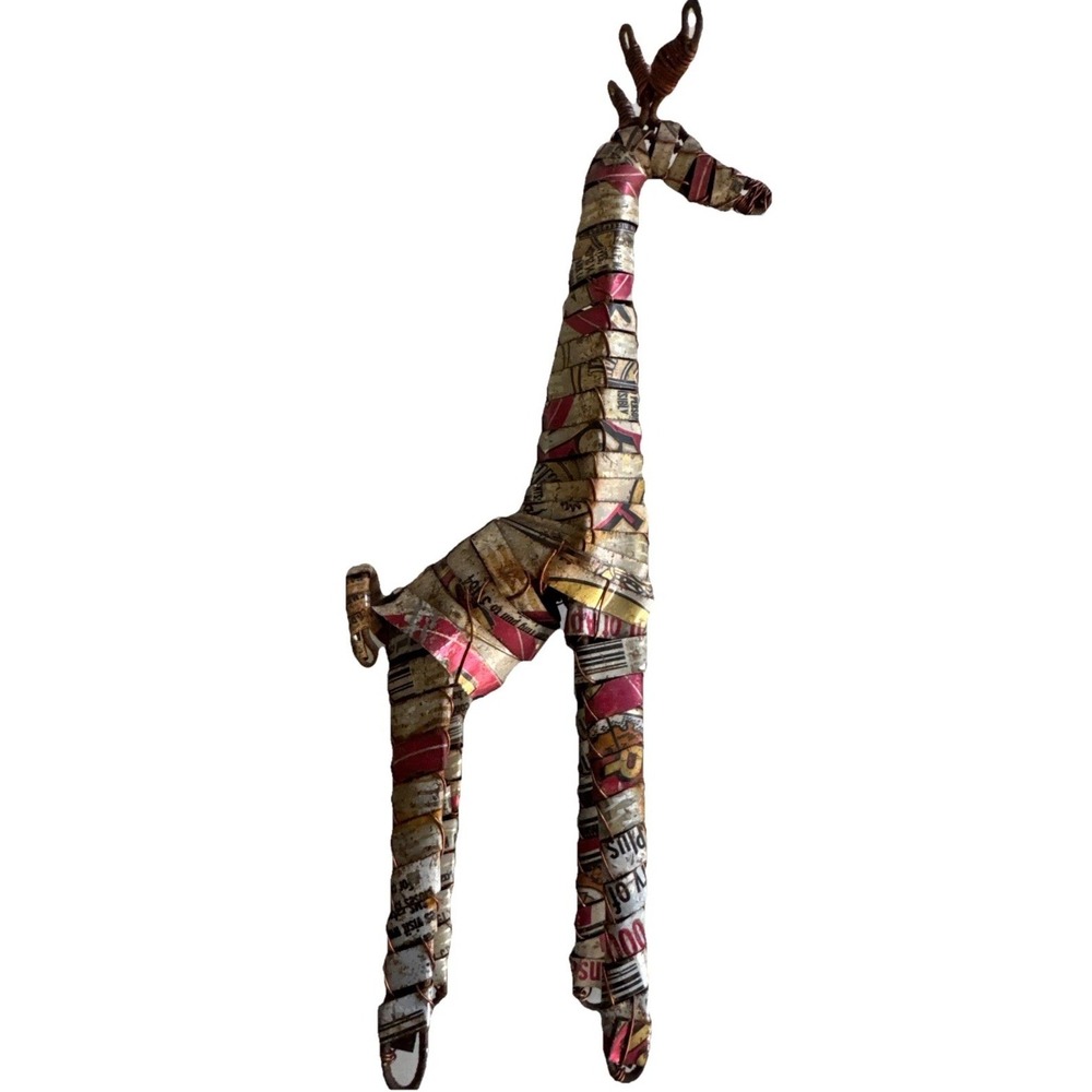 Giraffe Aluminum Can African Art Sculpture Safari 9 In - Picture 1 of 16